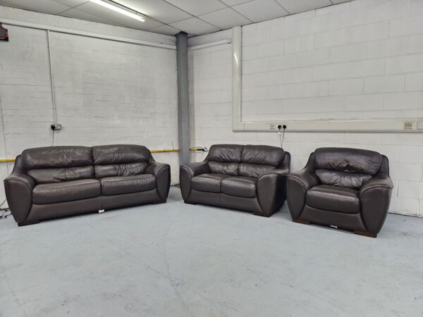 Dfs 3 2 and 1 Seater Black leather Sofa and Chair - Image 4