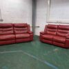 3 and 2 Seater Red Recliner Sofas - Image 3