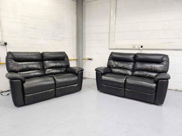 Lazyboy 2 and 2 Seater Black Leather Electric Recliner Sofas & USB
