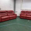 3 and 2 Seater Red Recliner Sofas - Image 7