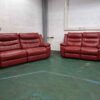 3 and 2 Seater Red Recliner Sofas