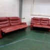 3 and 2 Seater Red Recliner Sofas - Image 5