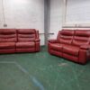 3 and 2 Seater Red Recliner Sofas - Image 4