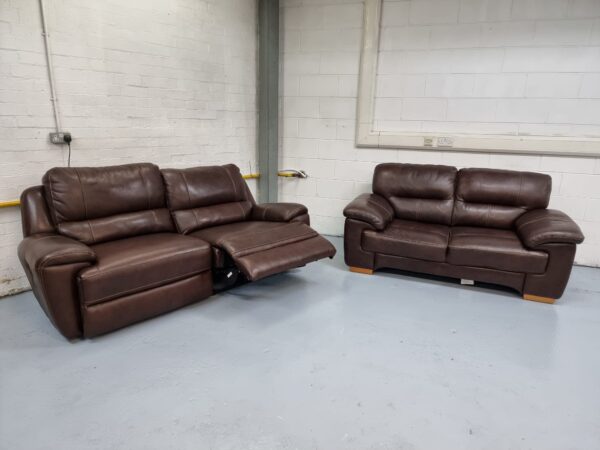 Oak Furniture Land 3 Seater and 2 Seater Leather Recliner Sofas - Image 2
