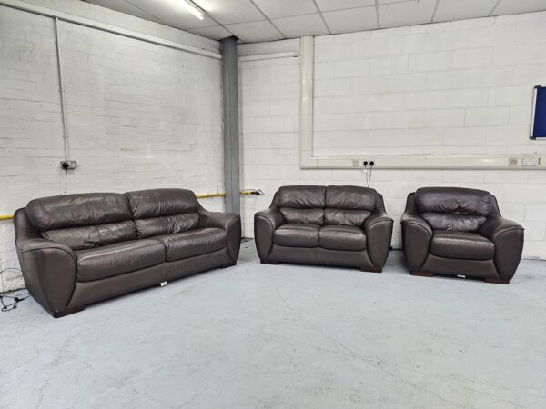 Dfs 3 2 and 1 Seater Black leather Sofa and Chair - Image 2