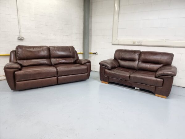 Oak Furniture Land 3 Seater and 2 Seater Leather Recliner Sofas