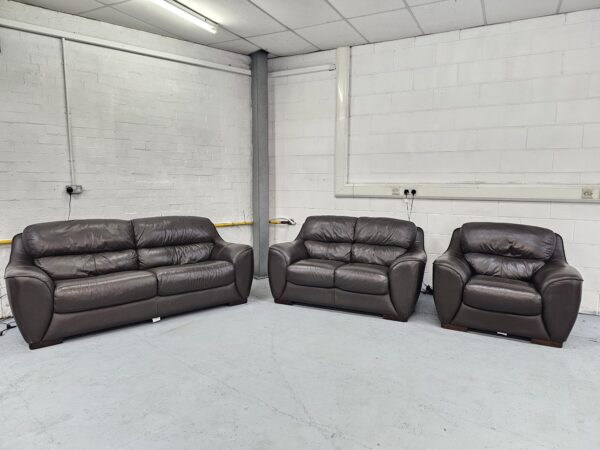Dfs 3 2 and 1 Seater Black leather Sofa and Chair