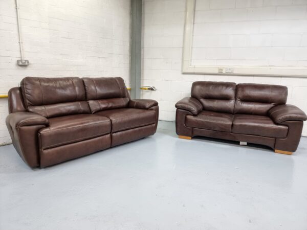 Oak Furniture Land 3 Seater and 2 Seater Leather Recliner Sofas - Image 6