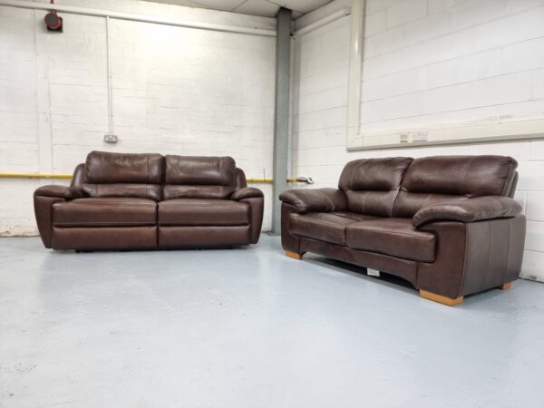 Oak Furniture Land 3 Seater and 2 Seater Leather Recliner Sofas - Image 7