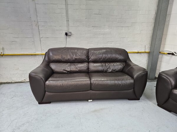 Dfs 3 2 and 1 Seater Black leather Sofa and Chair - Image 5