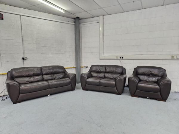 Dfs 3 2 and 1 Seater Black leather Sofa and Chair - Image 6
