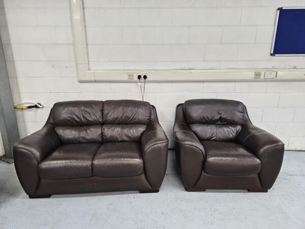 Dfs 3 2 and 1 Seater Black leather Sofa and Chair - Image 7