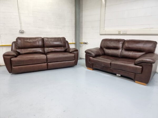 Oak Furniture Land 3 Seater and 2 Seater Leather Recliner Sofas - Image 8