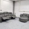 Dfs 3 Seater and Cuddle Chair Grey Leather Recliner - Image 2