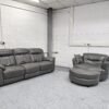 Dfs 3 Seater and Cuddle Chair Grey Leather Recliner - Image 3