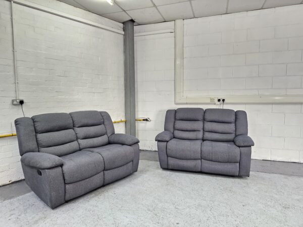 2 Seaters Grey Recliner Sofas - Image 3