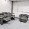 Dfs 3 Seater and Cuddle Chair Grey Leather Recliner - Image 5
