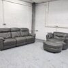 Dfs 3 Seater and Cuddle Chair Grey Leather Recliner