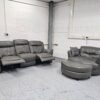 Dfs 3 Seater and Cuddle Chair Grey Leather Recliner - Image 6