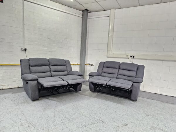 2 Seaters Grey Recliner Sofas - Image 5