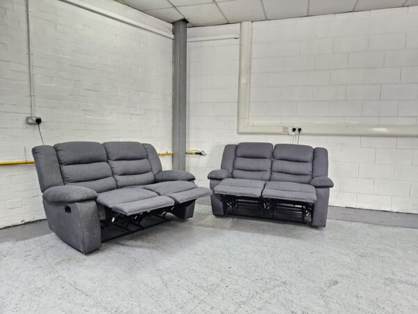 2 Seaters Grey Recliner Sofas - Image 4
