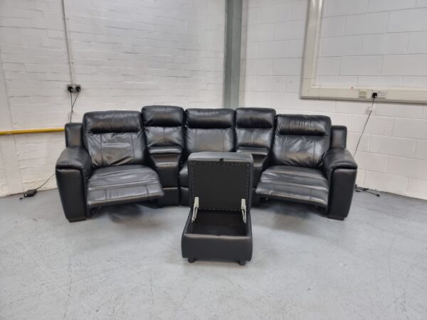 Dfs Black Curved Cinema Recliner Sofa and Footstool - Image 2