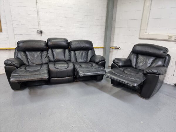 Dfs Black Full Leather 3 and 1 Seater Sofa and Chair - Image 6