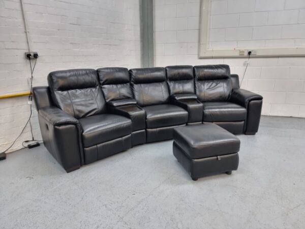 Dfs Black Curved Cinema Recliner Sofa and Footstool - Image 6