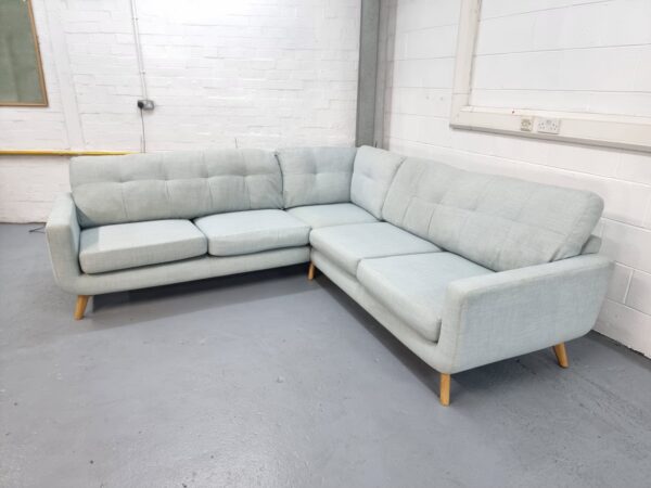 John Lewis Duck Egg Blue Corner Sofa - Image 4
