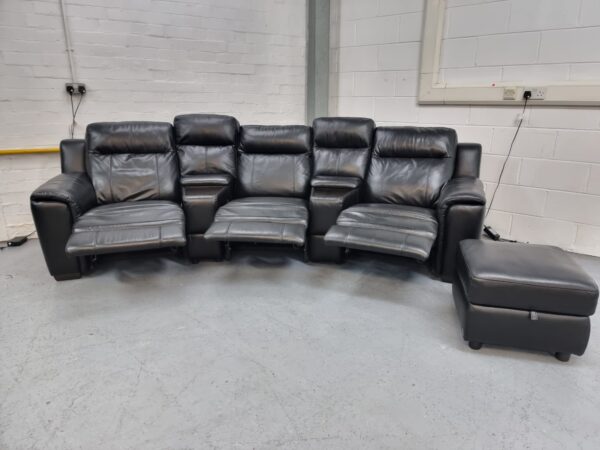 Dfs Black Curved Cinema Recliner Sofa and Footstool - Image 5