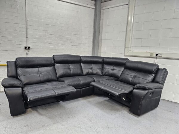 Scs Black Leather Corner Recliner Sofa - Image 6