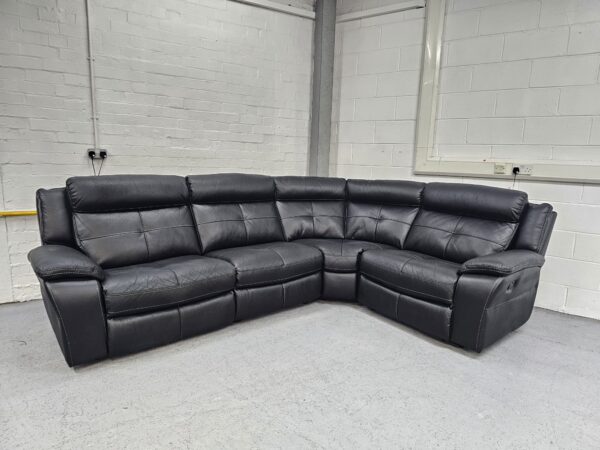 Scs Black Leather Corner Recliner Sofa - Image 4