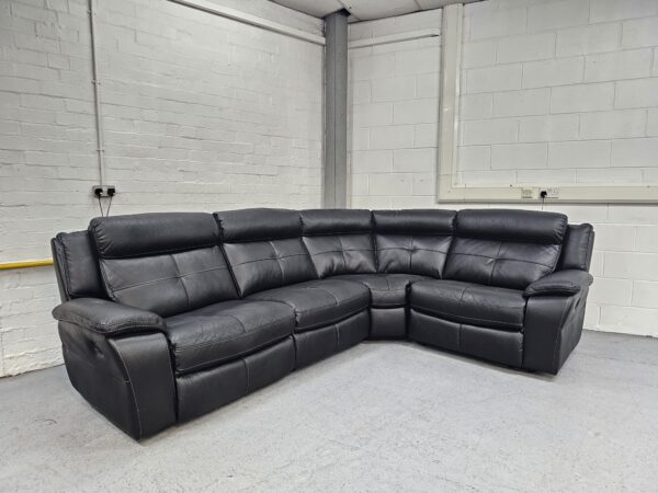 Scs Black Leather Corner Recliner Sofa - Image 2