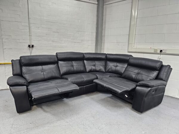 Scs Black Leather Corner Recliner Sofa - Image 5