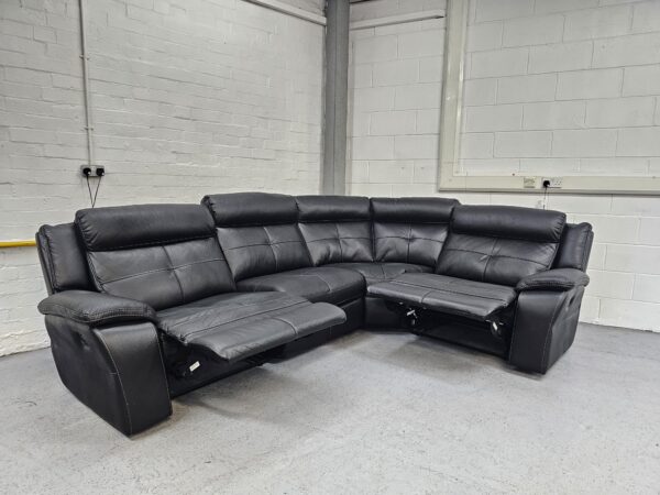 Scs Black Leather Corner Recliner Sofa - Image 7