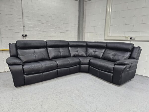 Scs Black Leather Corner Recliner Sofa - Image 3