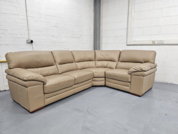 Cousins Beige Leather Corner Sofa - Image 2
