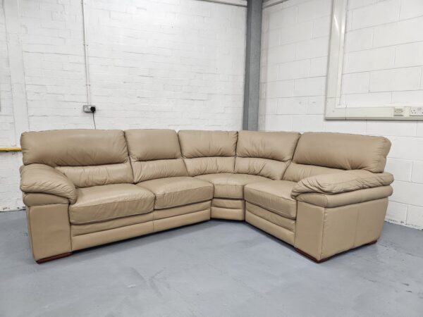 Cousins Beige Leather Corner Sofa - Image 5