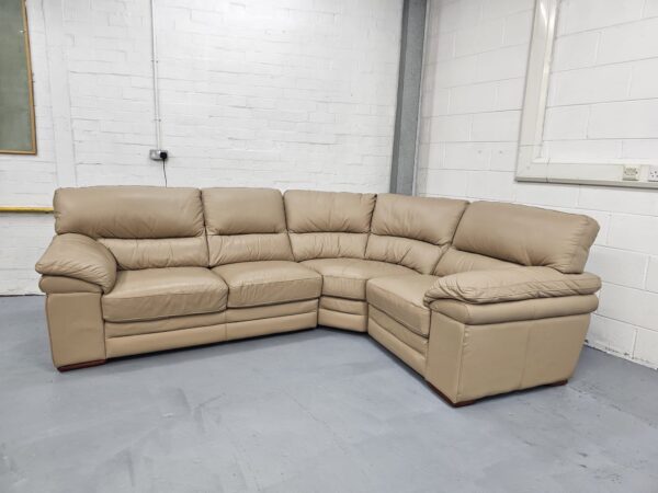 Cousins Beige Leather Corner Sofa