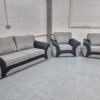 SCS Grey and Black Trim Fabric 3 Piece Suite Sofa and Chairs - Image 4