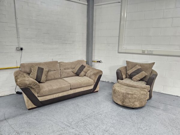 2 Seater and Swivel Chair with Footstool - Image 5