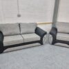 SCS Grey and Black Trim Fabric 3 Piece Suite Sofa and Chairs - Image 5