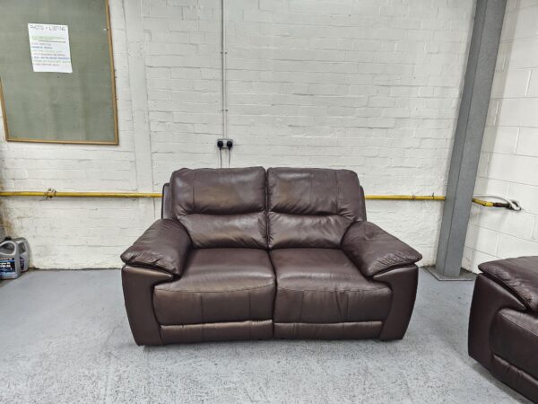 Dfs Brown Leather 3 Piece Suite Manual Recliner and Rocking Chairs - Image 7