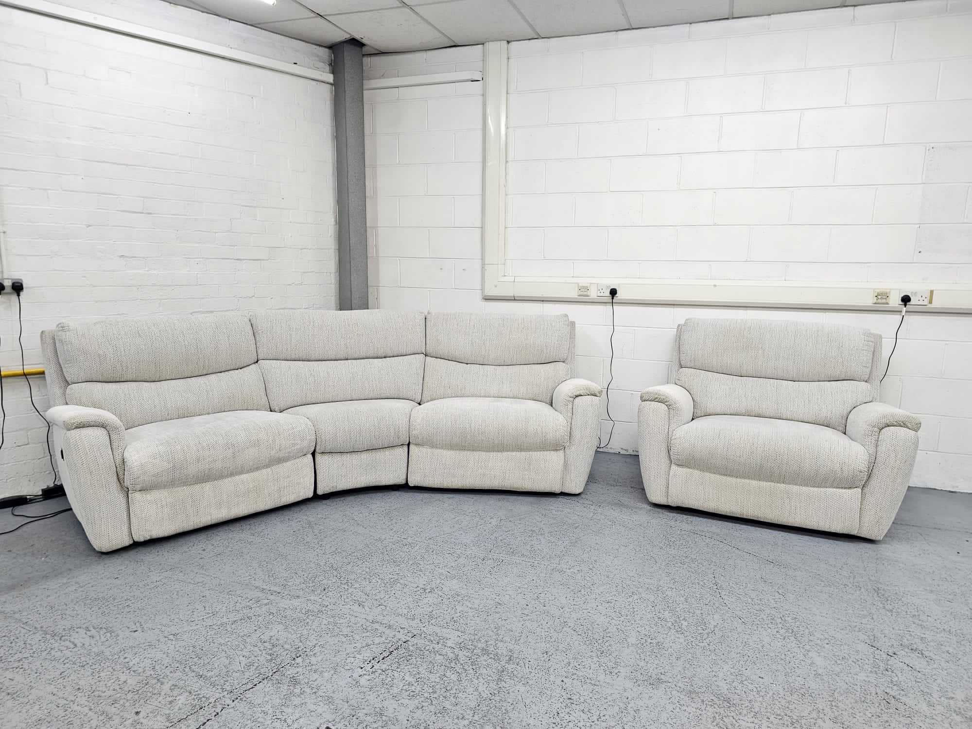 Lazyboy Curved 3 and 1 Seater Electric Recliners Sofa and Chair