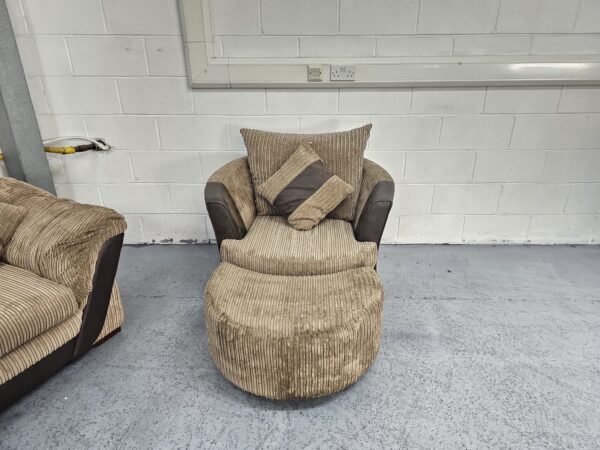 2 Seater and Swivel Chair with Footstool - Image 7