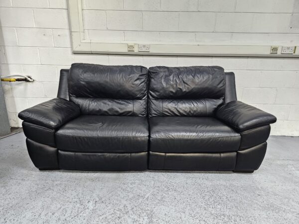 DFS Black Leather 3 and 1 Seater Recliner Sofa Chair Set - Image 7