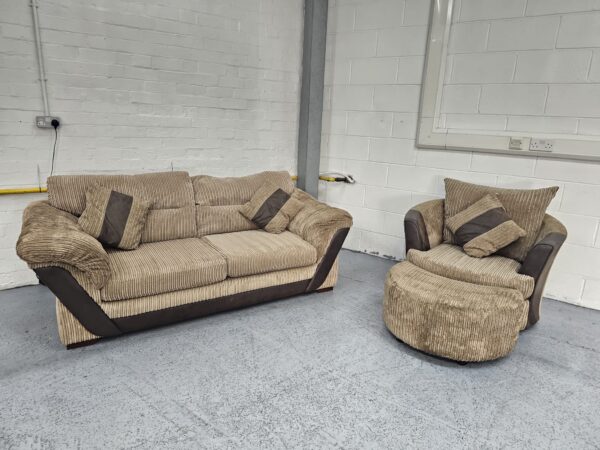 2 Seater and Swivel Chair with Footstool - Image 6