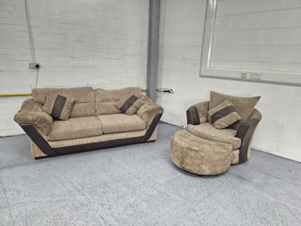 2 Seater and Swivel Chair with Footstool - Image 3