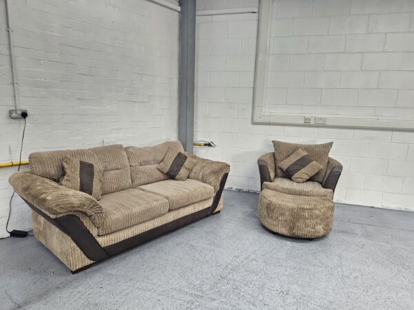 2 Seater and Swivel Chair with Footstool - Image 2