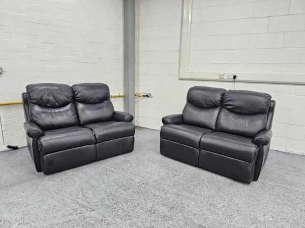 G Plan Black Leather 2 Seaters Sofas